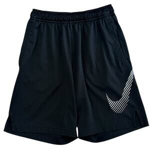NIKE DRIFIT Boys Black Shorts Gray Check Youth Medium